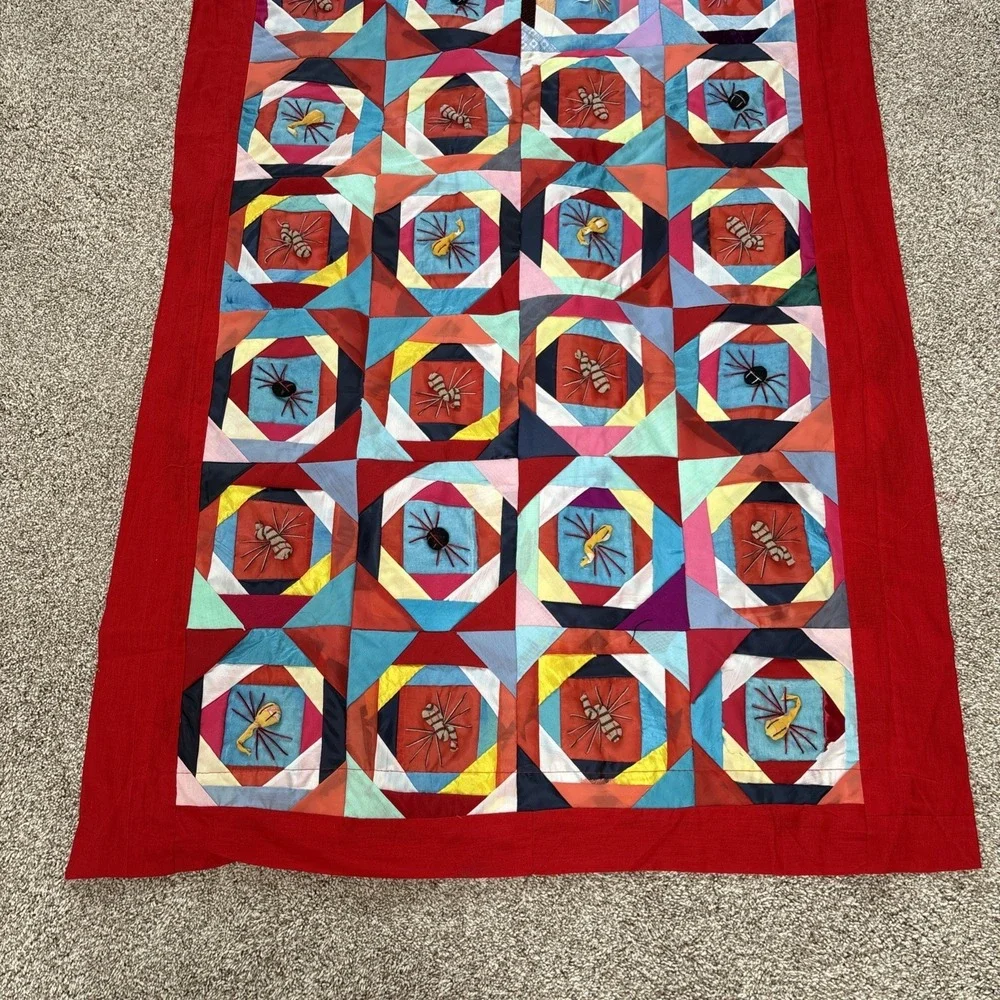 Handmade Bai Jia Bei 100 Families Quilt Chinese Folk Art 3D Geometric Reversible